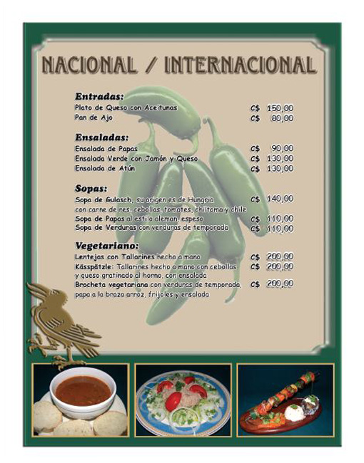 Entradas, Sopas, Ensaladas